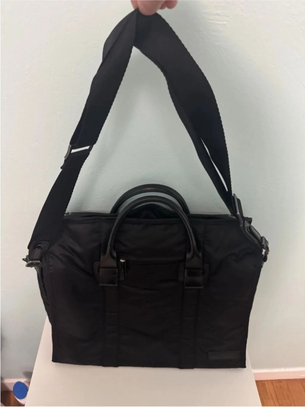 Agnes B Voyage Black Nylon Laptop Briefcase Messenger Bag Travel 15”Carryall